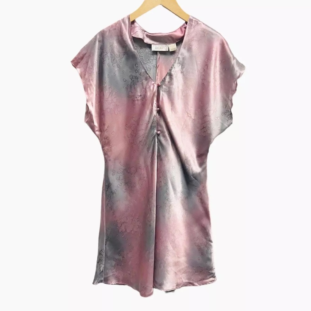 Victoria’s Secret Gold Label Pink Purple Kimono Satin Slip Dress Small